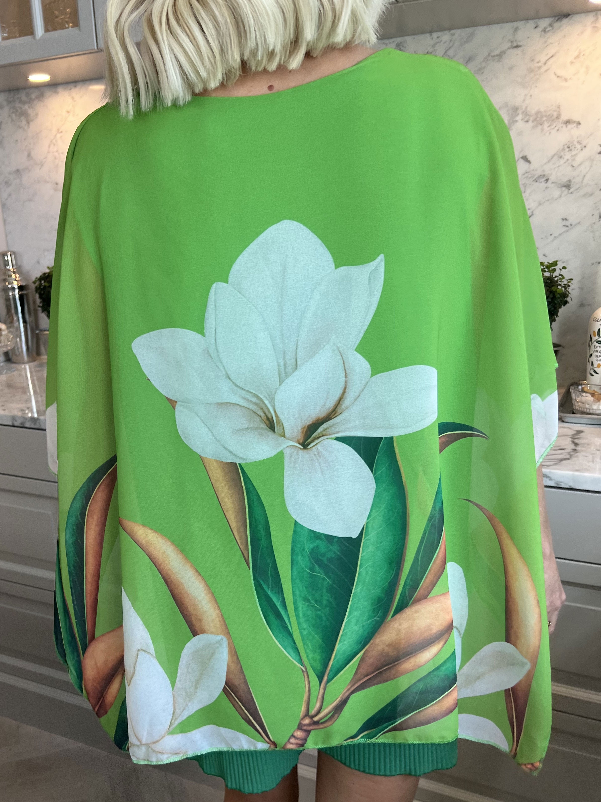 Mian - Farverig tunika med chiffonlag